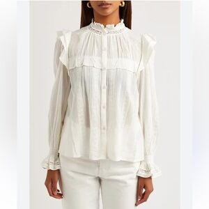 Isabel Marant Etoile Jayedy Ruffled Cotton-blend Blouse White